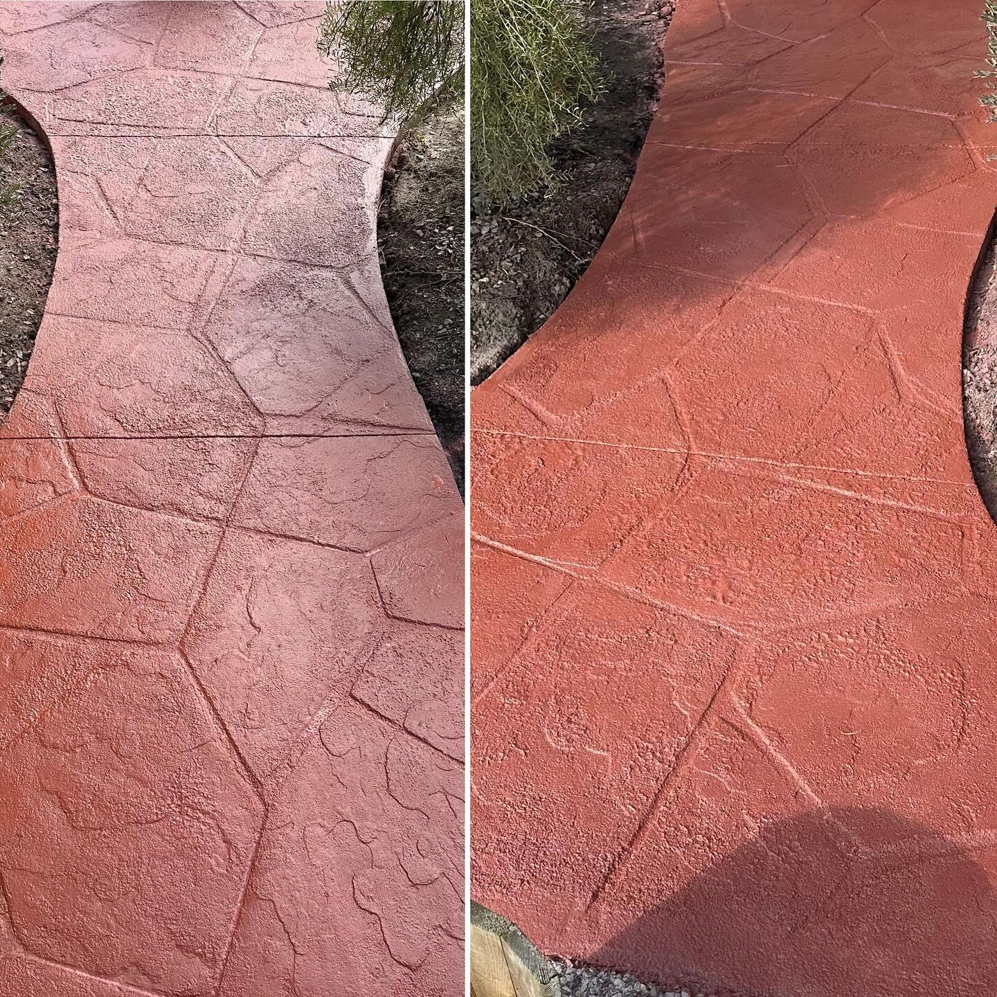 Courtland: Custom red walkway shaped exactly to the homeowners layout.